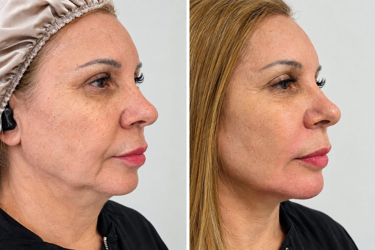 Antes e depois de rejuvenescimento facial